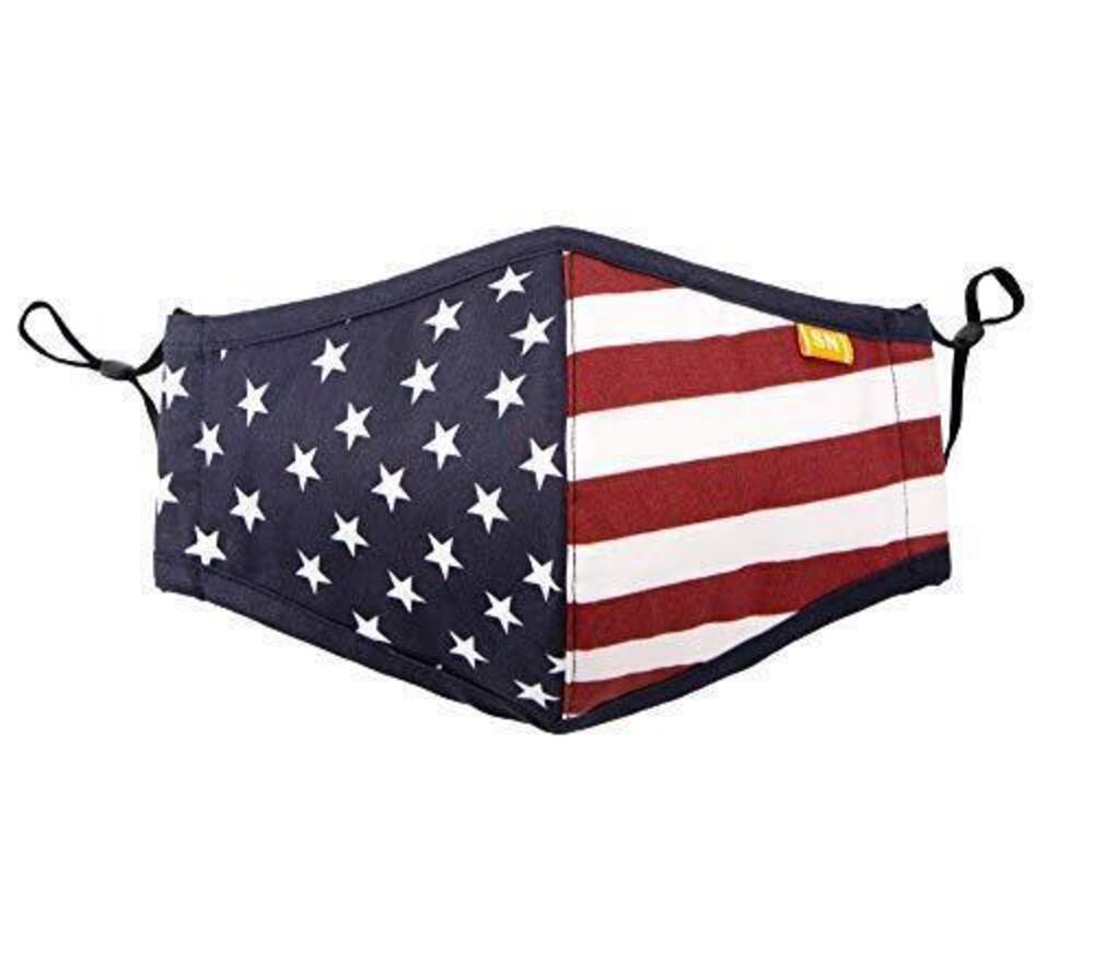 4653 Reusable Washable USA American Flag Cotton Cloth Face Mask for Adults